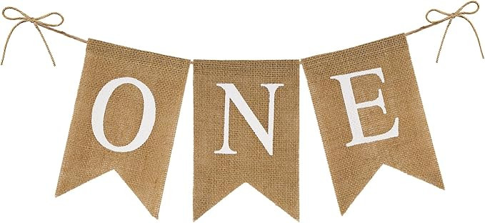 Anwyll Burlap One Banner - NO DIY One Highchair Banner First Birthday Boy Girl Banner Sign Decora... | Amazon (US)