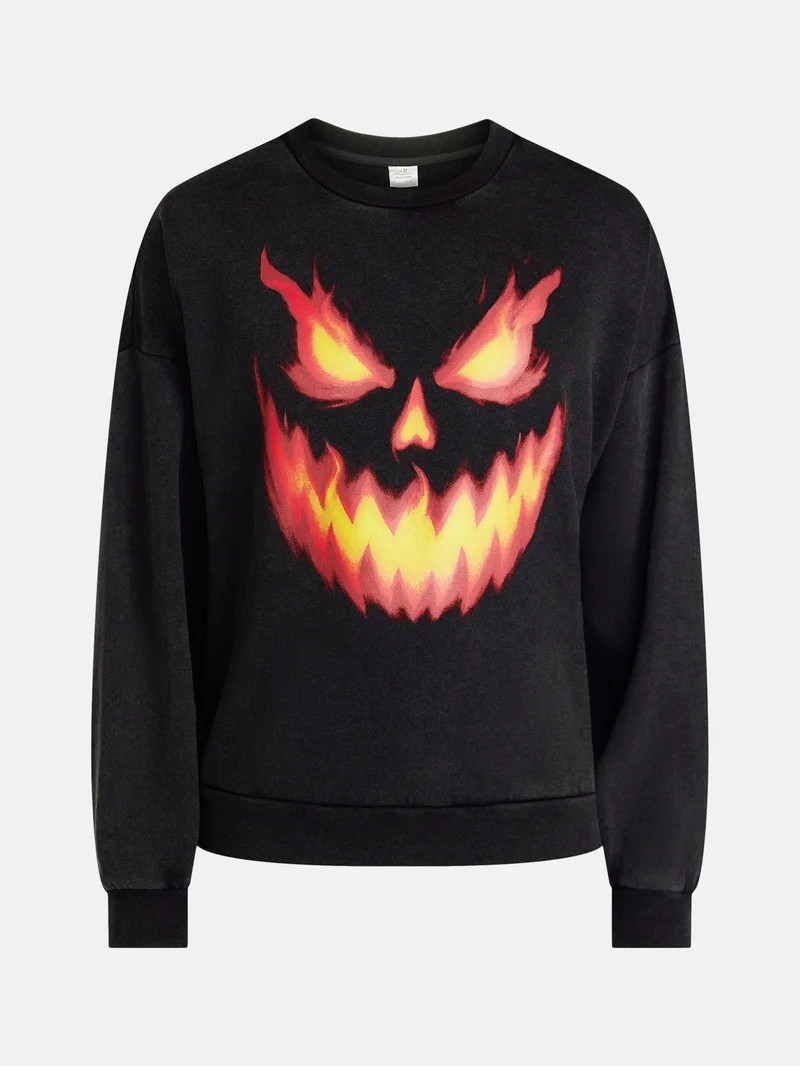Men's Halloween Evil Jack Graphic Long Sleeve Sweatshirt from Way to Celebrate, Sizes XS-5XB | Walmart (US)