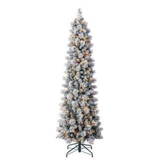 7ft. Pre-Lit Flocked Slim Artificial Christmas Tree, Warm White LED Lights by Ashland® | Michael... | Michaels Stores