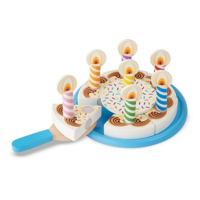Melissa & Doug Birthday Party Cake - Wooden Play Food With Mix-n-Match Toppings and 7 Candles | Target