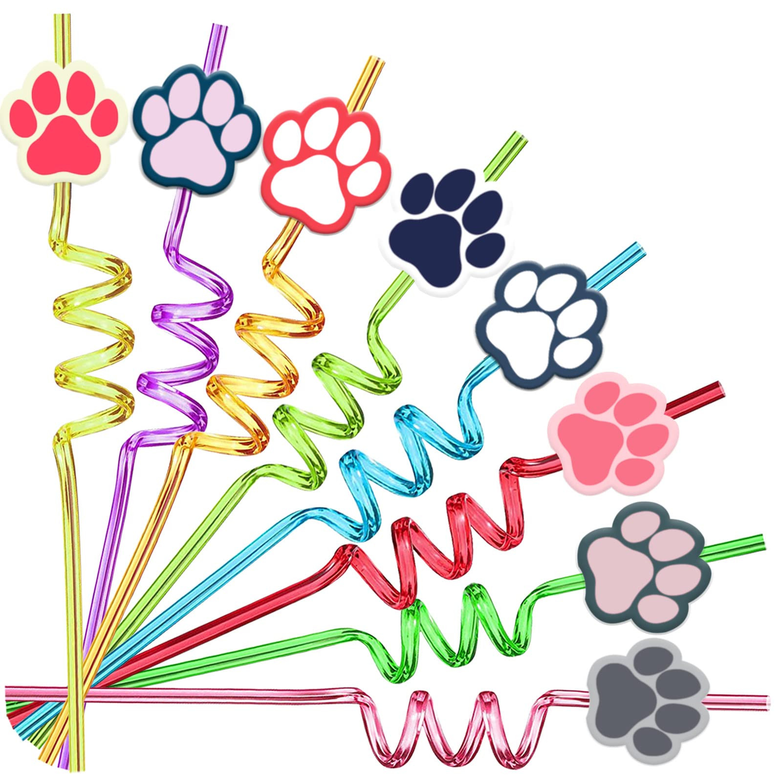 24 PCS Dog Birthday Party Supplies,Paw Pattern Drink Straws, Suitable for Dog Theme Party,Dog Bir... | Amazon (US)