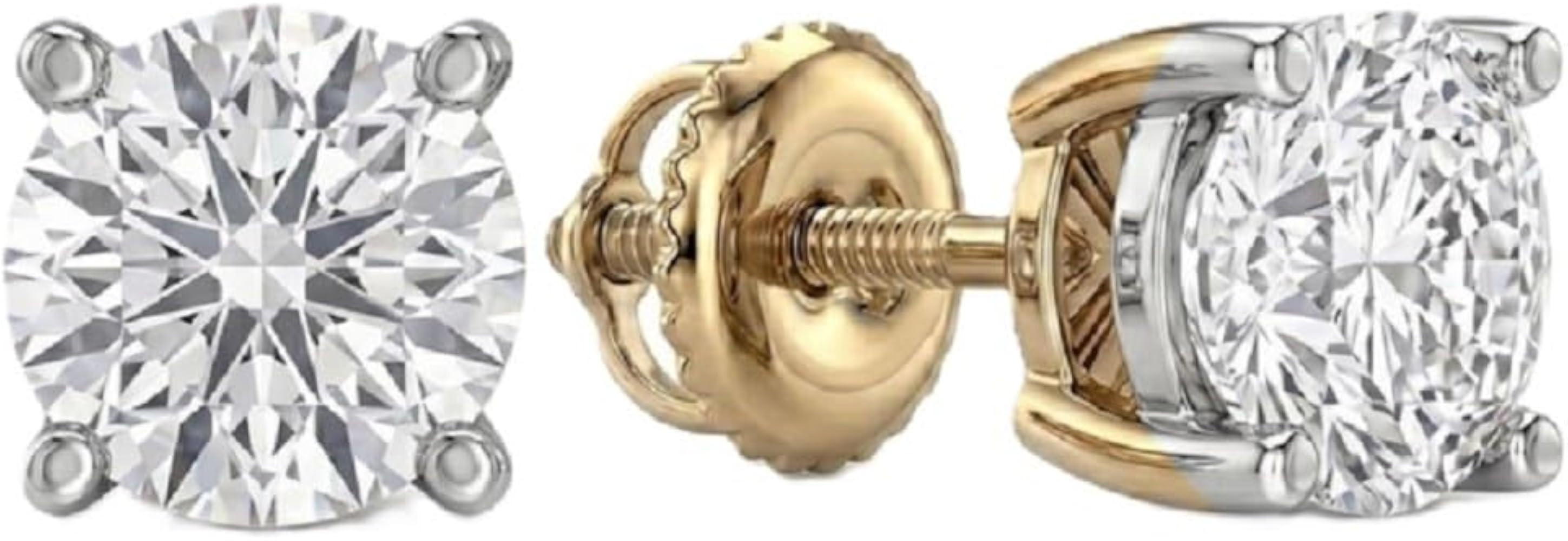 1/6-5 CT Certified Lab Diamond Stud Earrings | 14K White and Yellow Gold | Amazon (US)