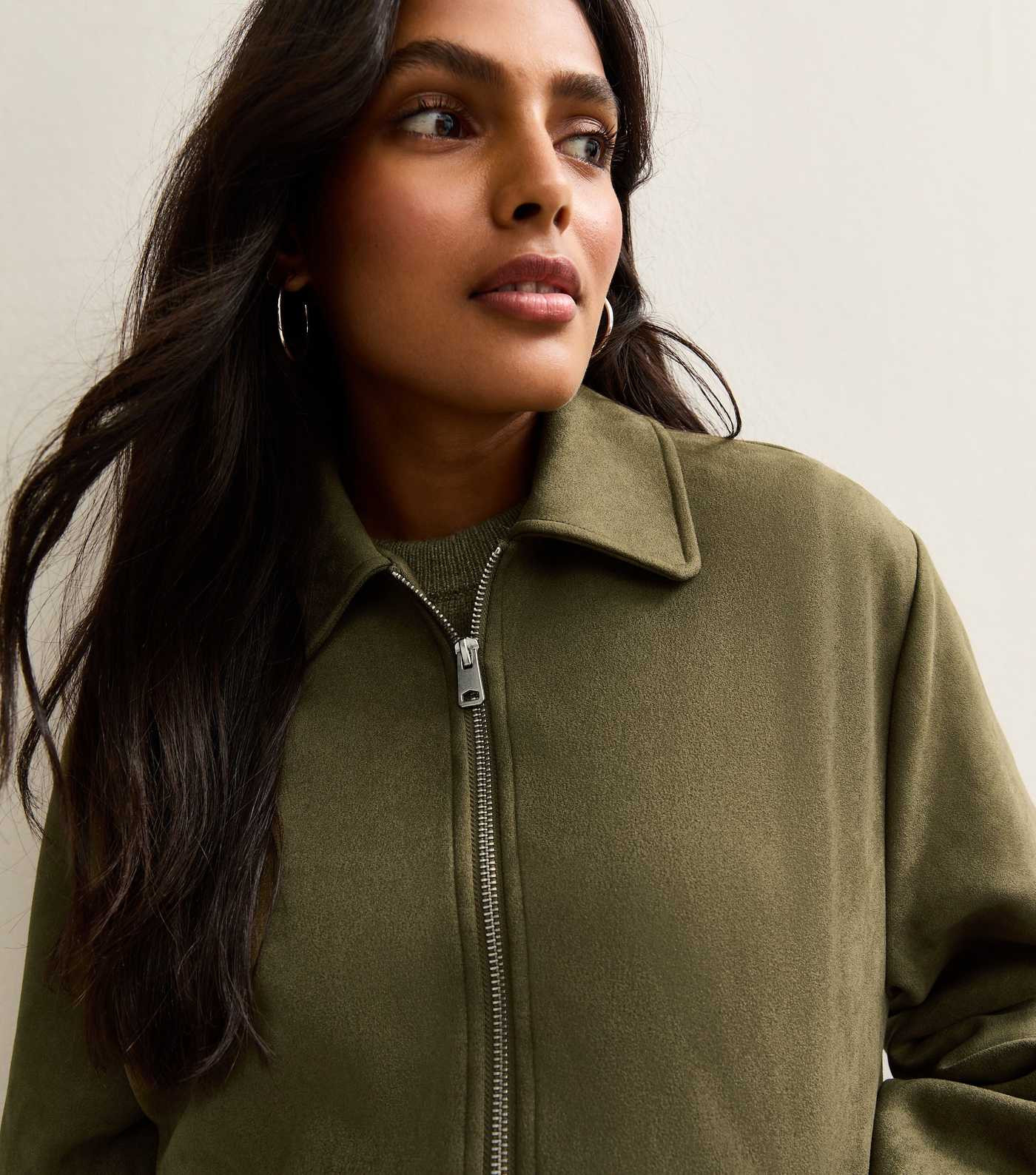 Light Khaki Faux Suede Bubblehem Bomber Jacket | New Look | New Look (UK)
