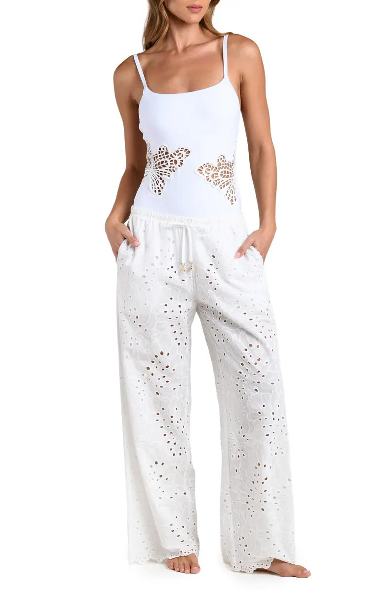 L'AGENCE Monstera Eyelet Cove Cover-Up Pants | Nordstrom | Nordstrom