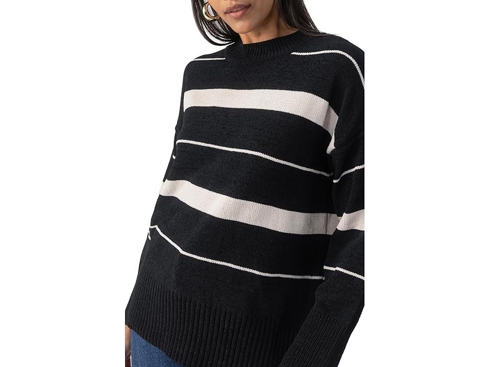 Sanctuary Modern Stripe Tunic Women's Sweater Black/ F. Almond Stripe : XL (US 14), Polyester | Zappos