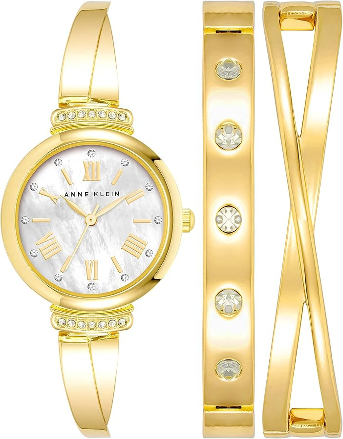 Anne Klein Women's Premium Crystal Accented Bangle Watch Set, AK/2245 | Amazon (US)