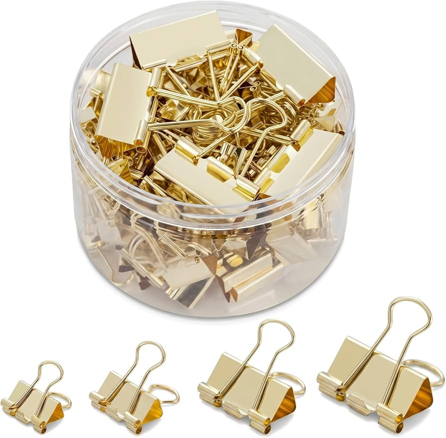 Gold Binder Clips, Assorted Sizes, 100 Pack | Amazon (US)