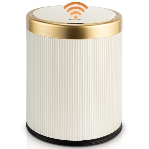 Pukomc Bathroom Trash Can with Lid，3.5 Gallon Motion Sensor Waterproof Touchless Garbage Can, Smart Plastic Trash Bins Suitable for Kitchen, Bathroom, Bedroom, Living Room, Office Beige | Amazon (US)