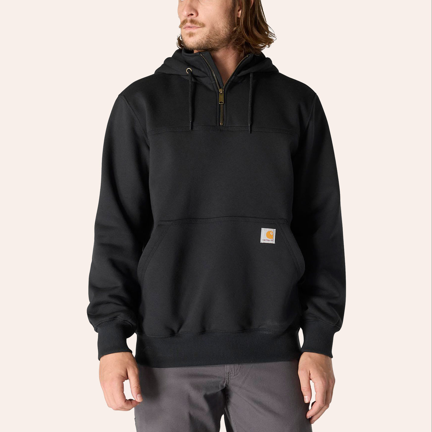 Carhartt Men's Rain Defender Black Loose Fit Heavyweight Quarter Zip Hoodie - M - From Cavender's | Cavender's