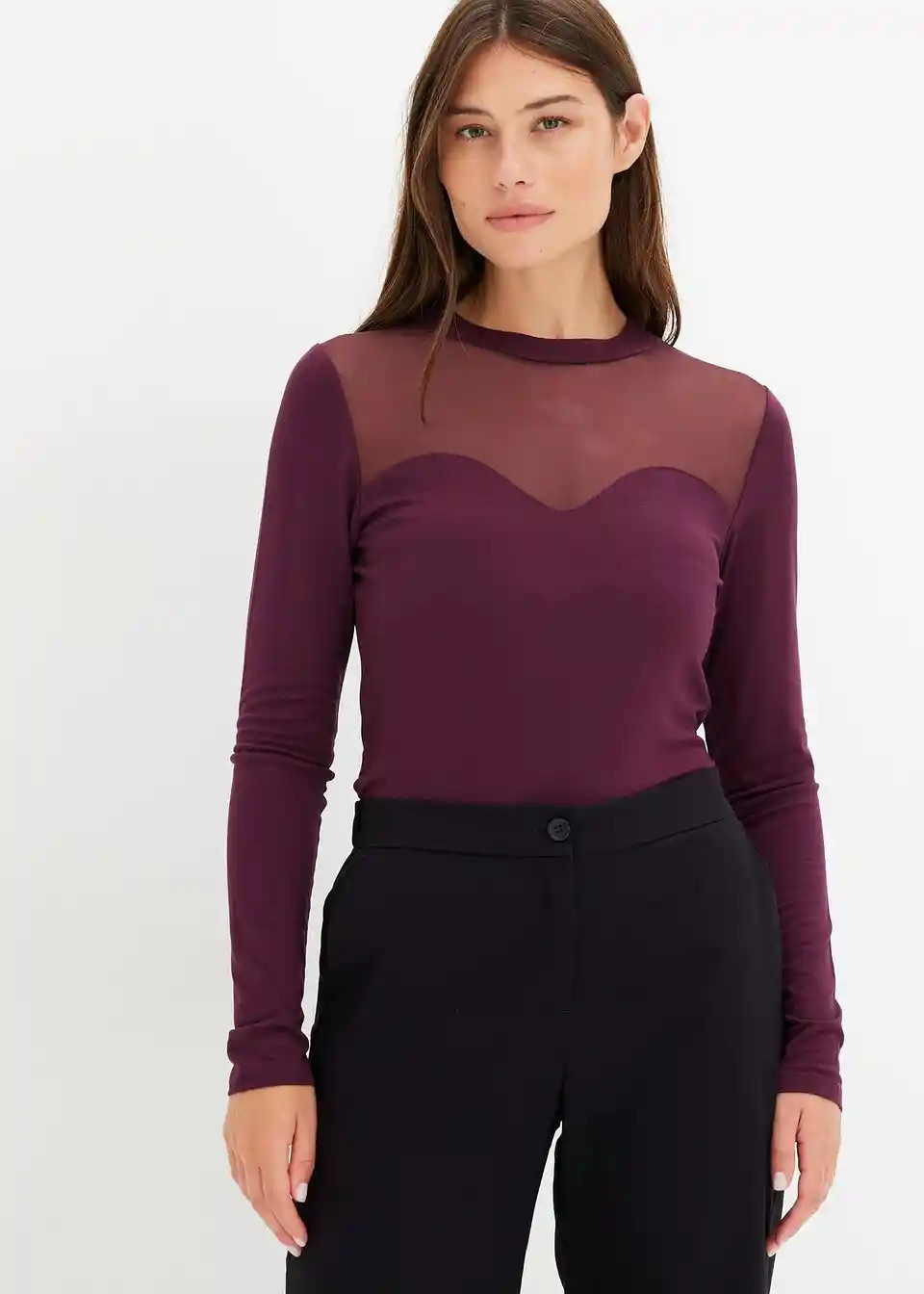 Langarmshirt mit Mesh | Bonprix DE