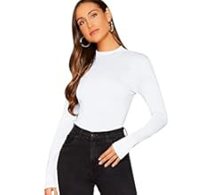 Verdusa Women's Basic Mock Neck Slim Fitted Long Sleeve Pullovers Tee Tops | Amazon (US)