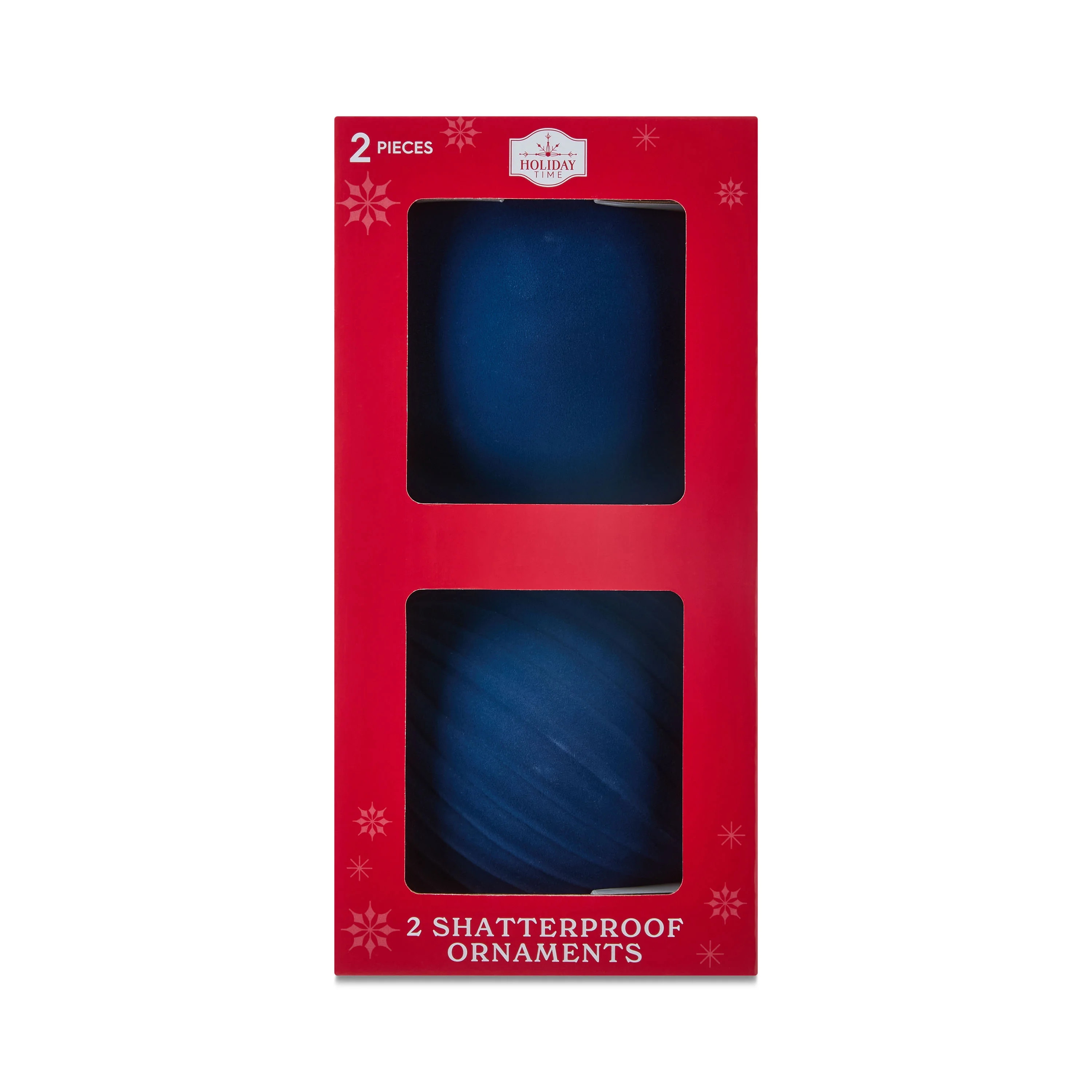 Navy Flocked Jumbo Shatterproof Christmas Ornaments, 5.9", 2 Count, by Holiday Time | Walmart (US)