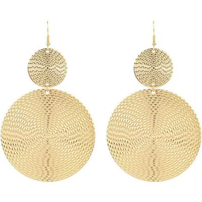 Large Geometric Double Disc Drop Earrings, Textured Circle Teardrop Minimalist Statement Jewelry Gift for Women gold circle One Size | Target