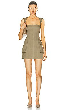L'Academie by Marianna Ashleigh Stretch Cotton Cargo Mini Dress in Olive Green from Revolve.com | Revolve Clothing (Global)