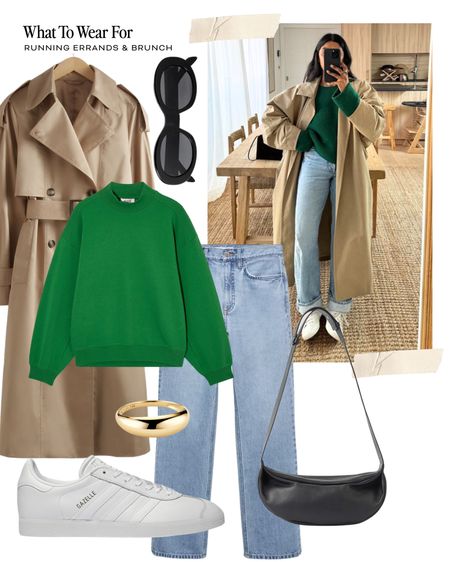 Get The Look 🫶

Spring spring, trench coat, mango, wide jeans, crossbody bag, cos, high street style, green jumper, adidas trainers, rainy weather style 

#LTKeurope #LTKSeasonal #LTKstyletip