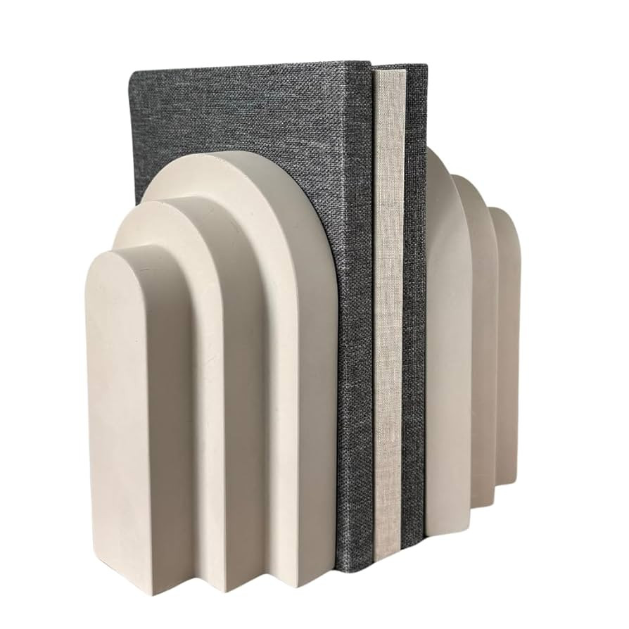 OAKOA Concrete Heavy Book Ends Decorative - Decorative Bookends for Heavy Books - Book Ends for S... | Amazon (US)
