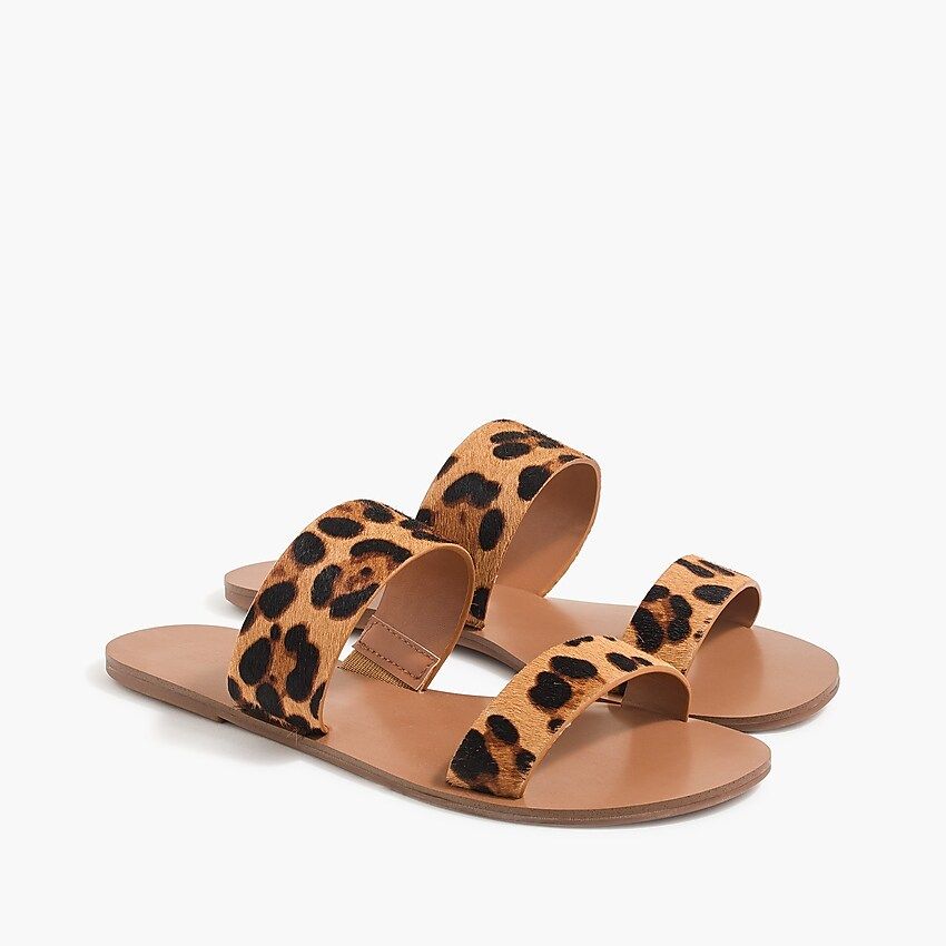 Leopard calf hair easy summer slide sandals | J.Crew Factory