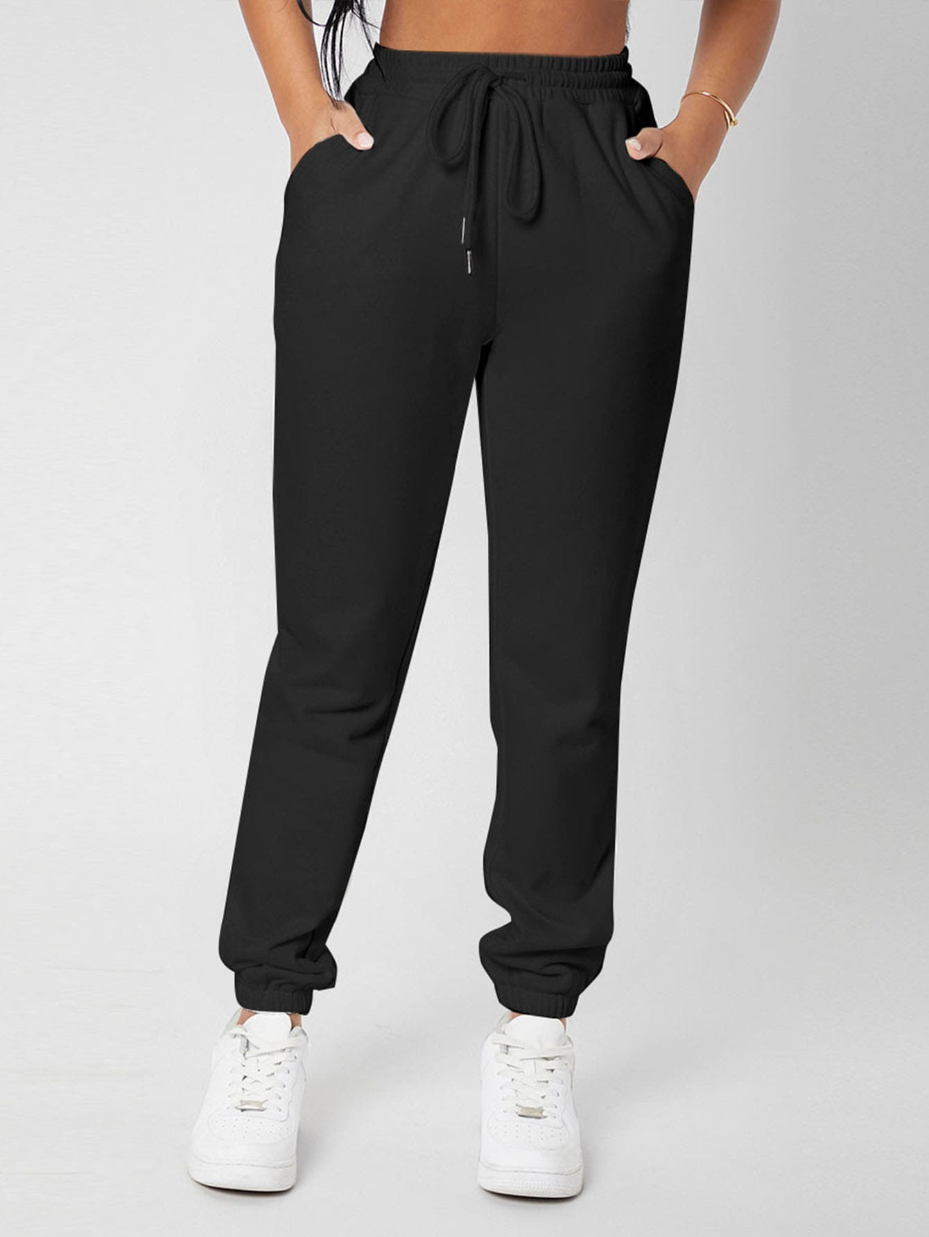 SHEIN Drawstring Waist Solid Joggers | SHEIN