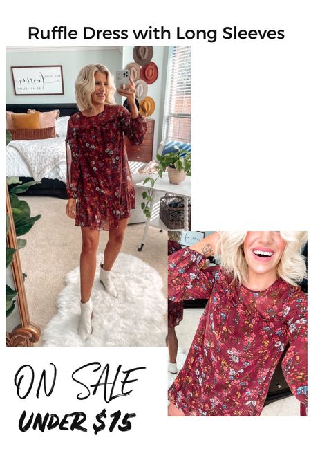 Ruffle Dress with Long Sleeves on sale under $15

#LTKunder50 #LTKsalealert #LTKstyletip