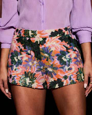 Spring Breeze Floral Sequin Mini Shorts | VICI