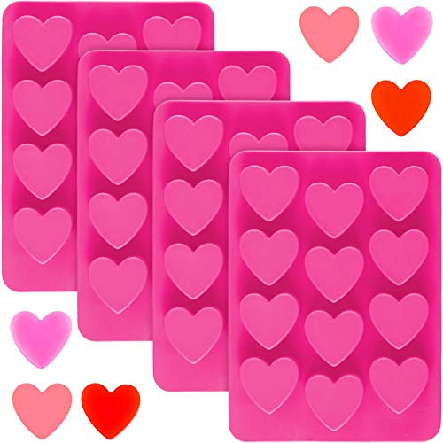 4 Pieces Heart Shaped Silicone Molds Valentine‘s Day Candy Mould Love Chocolate Molds for Valentine Heart Chocolate Candy Ice Cube Soap Cake Decoration | Amazon (US)