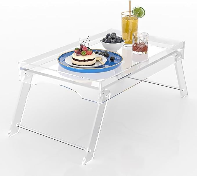 Acrylic Bed Tray Table with Foldable Legs, Breakfast Tray for Sofa, Bed, Eating, Working, Used As... | Amazon (US)