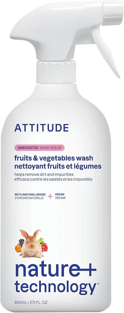 ATTITUDE Fruit and Vegetable Wash, Removes Wax, Dirt and Impurities, Plant- and Mineral-Based, Ve... | Amazon (US)