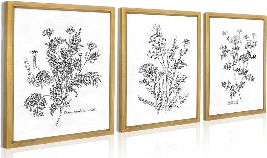 SHOXREM Framed Wall Art Prints Set, Leather Prints Wall Decor, Abstract Illustrations for Black a... | Amazon (US)