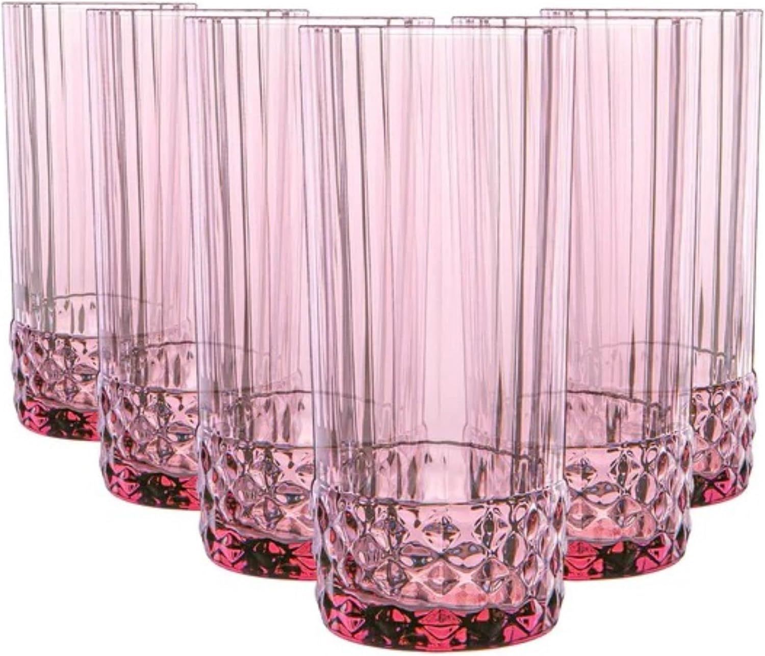 Bormioli Rocco America '20s 16.25 oz. Cooler Glasses, Lilac Rose, Set of 6 | Amazon (US)