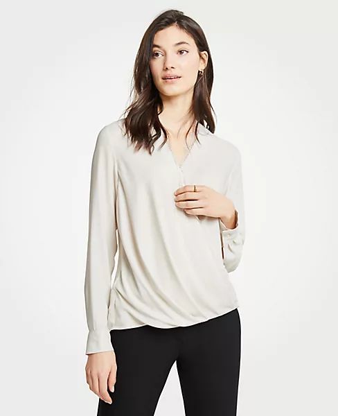 Lace Trim Wrap Blouse | Ann Taylor (US)