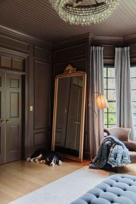 Moody Modern Traditional Bedroom 🖤

Floor mirror, Lola blanket, area rug, linen blackout curtains, floor lamp, leather wingback armchair, blue velvet bench

#LTKhome #LTKSeasonal