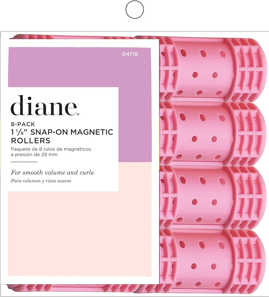 Diane Snap-On Magnetic Rollers Pack of 8 Hair Curlers for Women and Girls, Small, Diameter, Pink,... | Amazon (US)