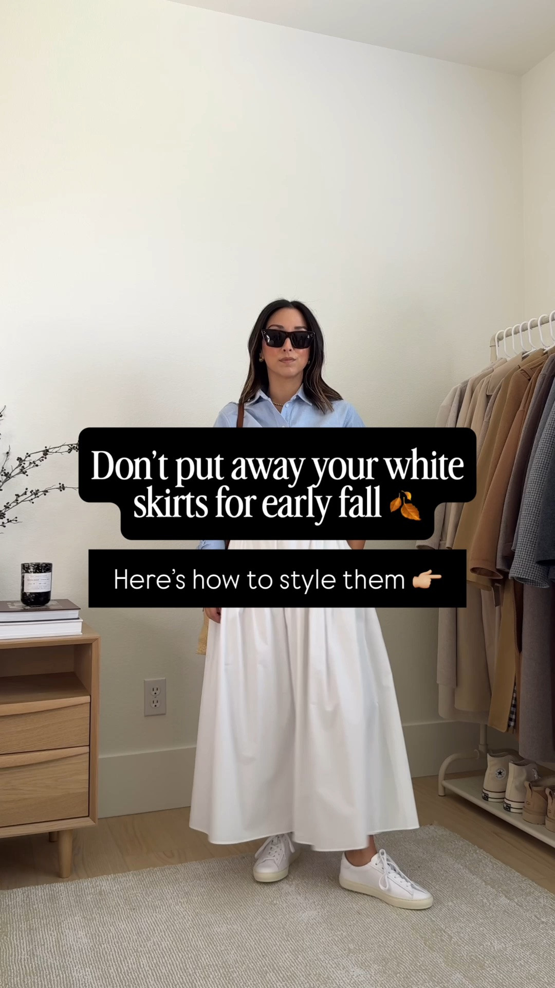White transitional poplin skirt multiple ways. This is one of my favorite summer pieces to transition into fall. 

Look 1
Zara knit vest small
Almina Concept skirt small. Waist runs small
Madewell flats 5
Paris 64 bag
YSL sunglasses
J.Crew earrings
Dorsey James Necklace 15"

Look 2
Everlane tee medium
Almina Concept skirt small. Waist runs small
Sam Edelman loafers 5
Paris Wang Gabrielle 21 bag (can't be linked here)
J.Crew cropped blazer petite 4
YSL sunglasses
J.Crew earrings
Dorsey James Necklace 15"

Look 3
J.Crew shirt 4 (old, linked similar)
DoenxGap skirt xs (old)
J.Crew loafers 5
Hunting Season tote
Celine sunglasses
J.Crew earrings
Dorsey James Necklace 15"

Look 4
Aritzia knit tank small
DoenxGap skirt xs (old)
Everlane flats 5
Lifftner bag
YSL sunglasses
J.Crew earrings
Dorsey James Necklace 15"

Look 5
AYR shirt xs
DoenxGap skirt xs (old)
Veronica Beard loafers 5.5 but run tts
Liffner shoulder bag
Celine sunglasses
Everlane cashmere sweater xs
Celine sunglasses
J.Crew earrings
Dorsey James Necklace 15"

Look 6
Jenni Kayne sweater xs (old)
Almina Concept skirt small (waist runs small)
Veronica Beard loafers 5.5 but run tts
Liffner shoulder bag
Polo Ralph Lauren hat
J.Crew earrings
Dorsey James Necklace 15”

Fall outfits, fall style, petite style, back to school, teacher outfits

#LTKmomlife #LTKPetite