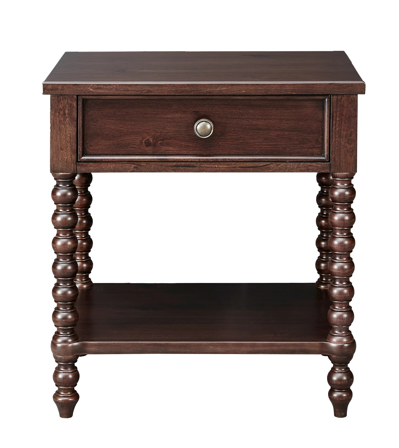 Beckett Turned Wood Spindle Nightstand with Drawer & Shelf | Wayfair North America