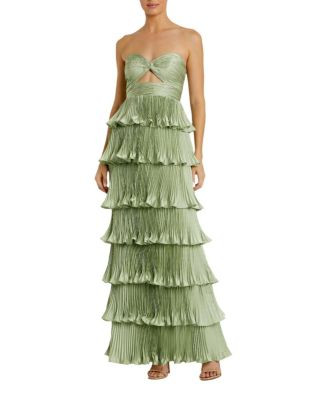 Pleated Charmeuse Strapless Tiered Ruffle Gown | Bloomingdale's (US)