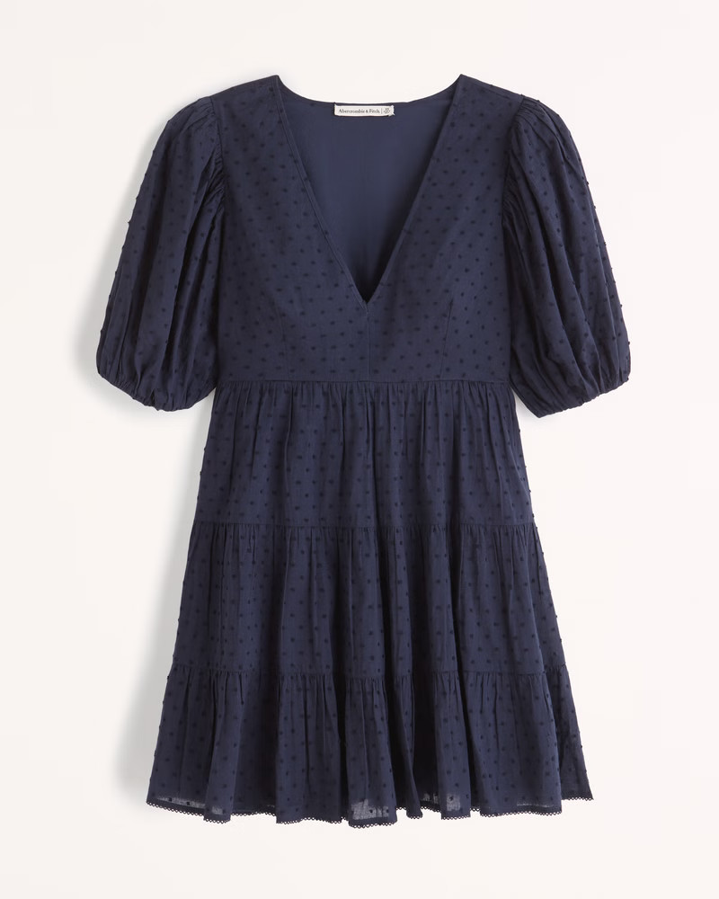 Plunge Puff Sleeve Mini Dress | Abercrombie & Fitch (US)
