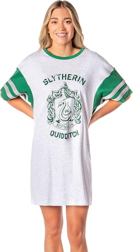 Harry Potter Women's Hogwarts All Houses Quidditch Nightgown Pajama Shirt Dress | Amazon (US)