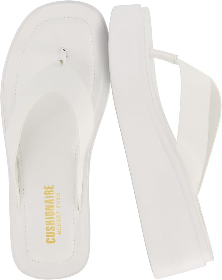 CUSHIONAIRE Pippin Chunky Platform Flip Flops, Stylish Wedge Flip Flops for Women with Cushioned ... | Amazon (US)