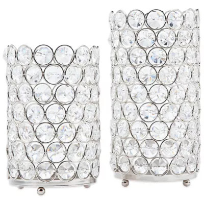 Deco Crystal Hurricane Lamps (Set of 2) | Bed Bath & Beyond