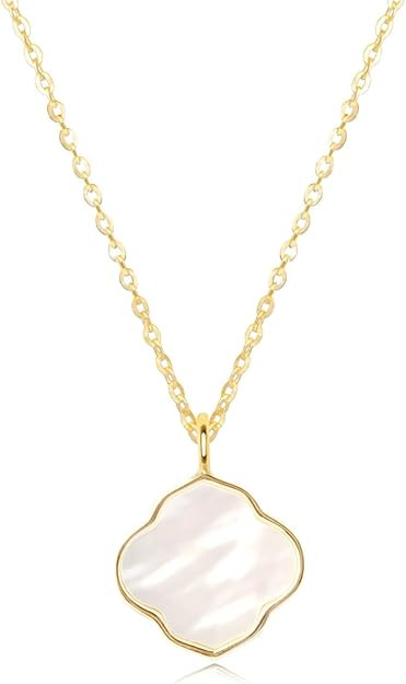 Pendant Necklace14K Gold Plated Natural Stone Natural shell of Pearl Necklace,Premium Quality 19"... | Amazon (US)