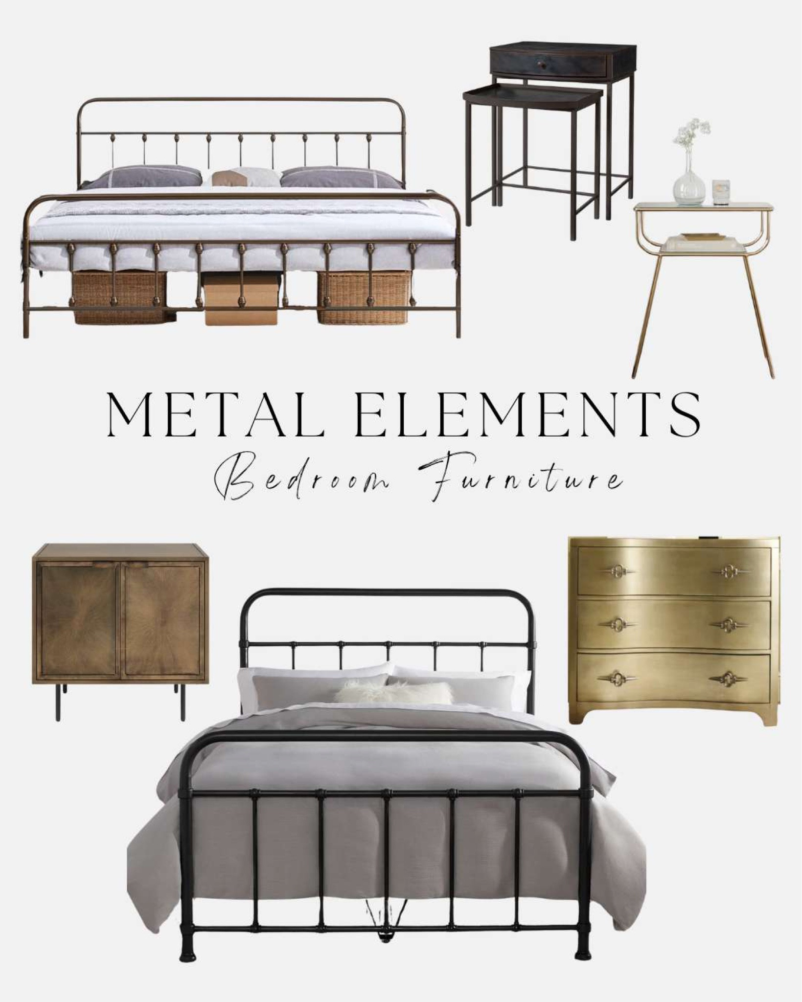 Unique Bedroom Furniture // Brass // Gold // Metal // Wrought Iron // Metal Bed Frame // Nightstands

#LTKhome