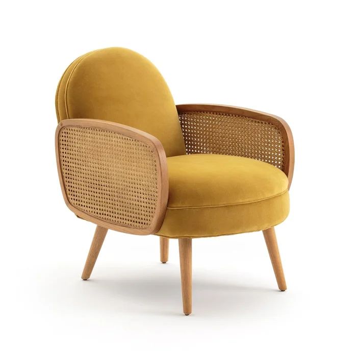 Fauteuil velours et cannage, BUISSEAU | La Redoute (FR)