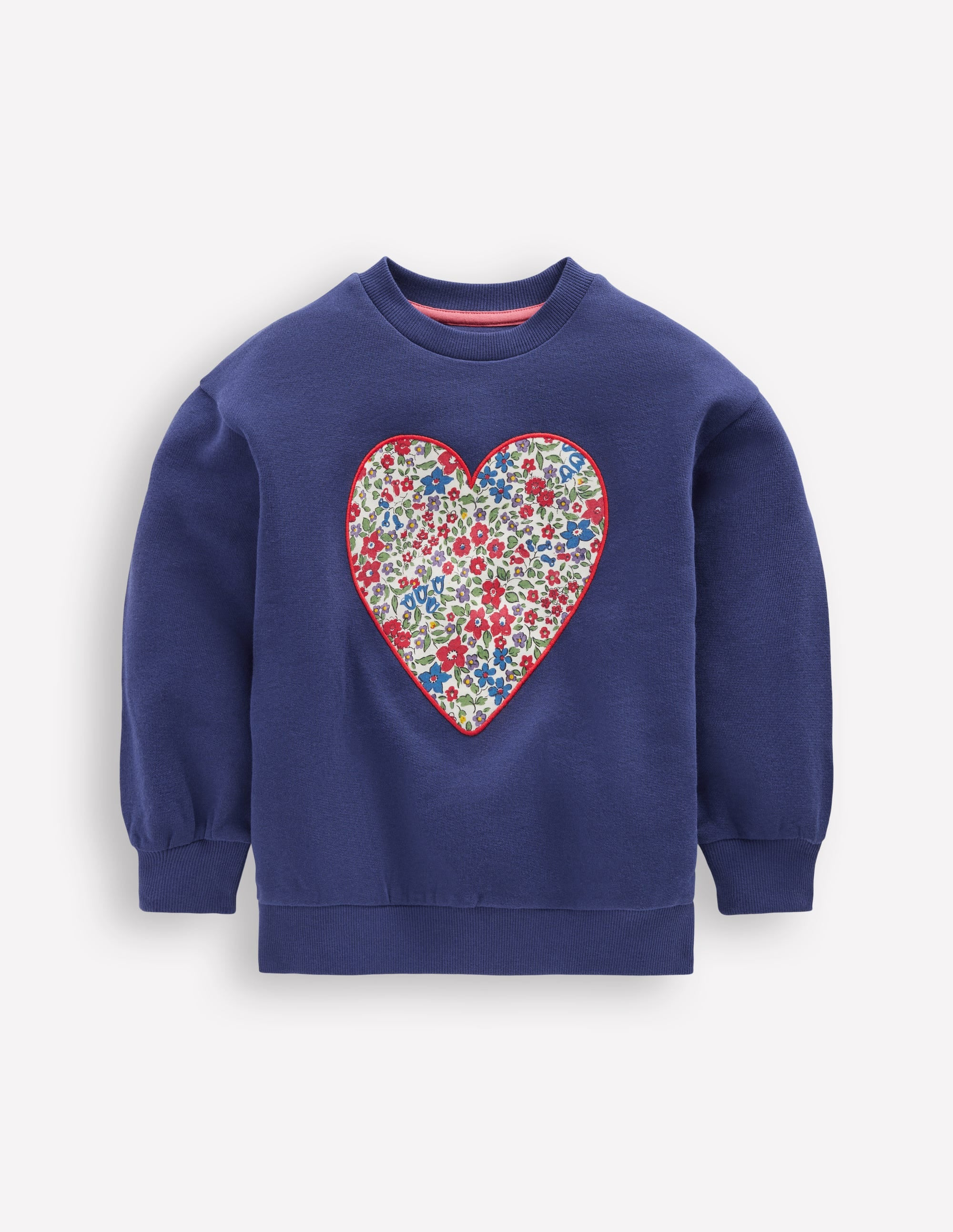 Bobbie Appliqué Sweatshirt-Starboard Blue Hearts | Boden (US)