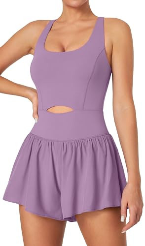IUGA Workout Romper Tummy Control Padded Athletic Romper with Shorts Running Onesie Jumpsuits Summer Outfits Set Gym Clothes | Amazon (US)
