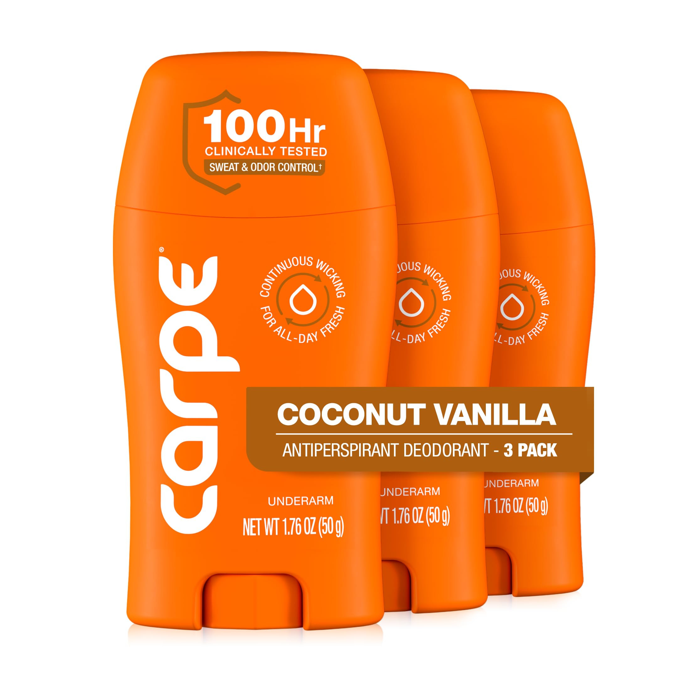 Carpe Underarm Antiperspirant - Coconut Vanilla Deodorant for Women - 100 Hour Sweat & Odor Contr... | Amazon (US)