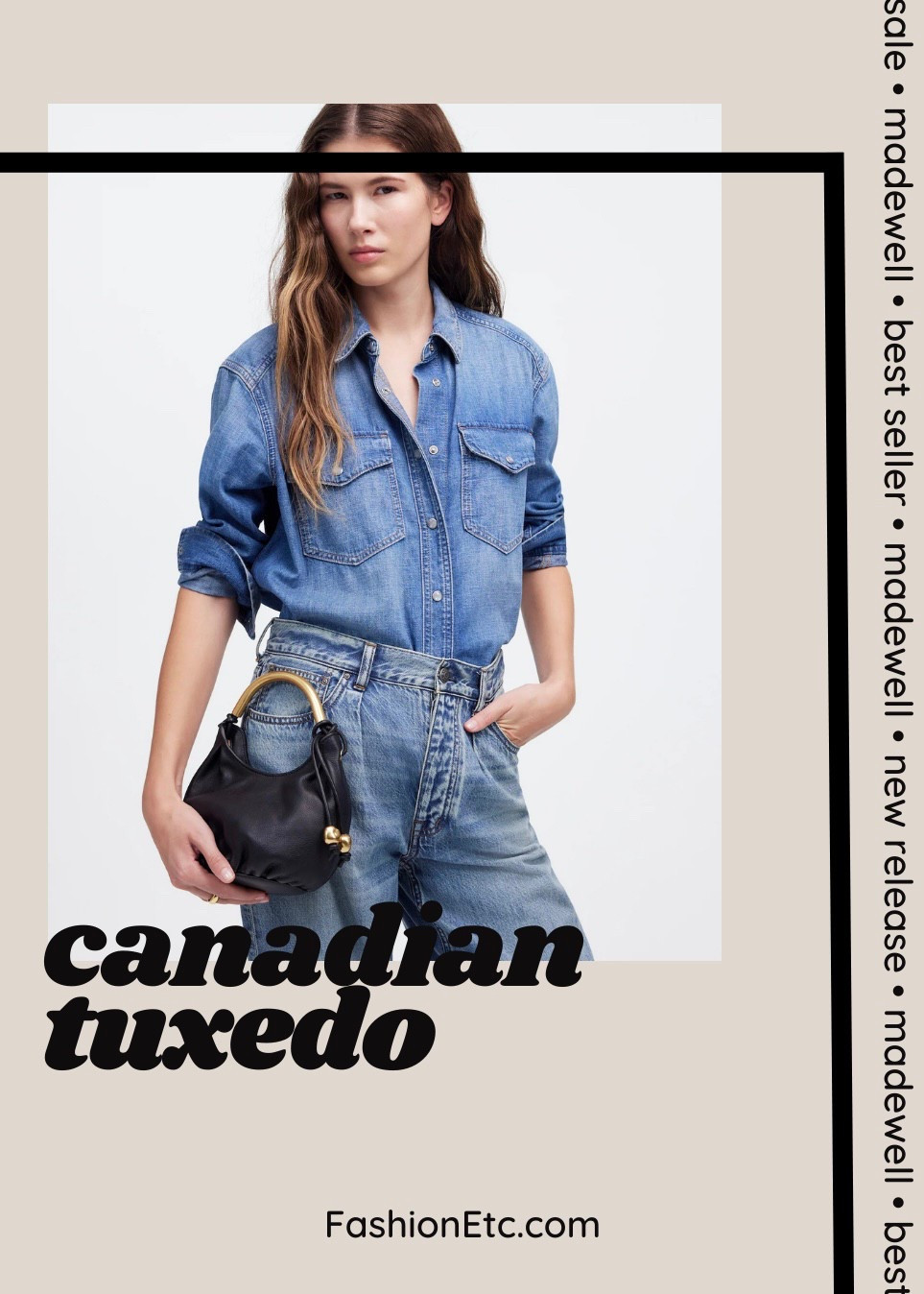 Can’t go wrong with a head to toe Canadian tuxedo. Relaxed western shirt (fits true to size), dome ring (14k gold), pleated low-slung baggy denim jean, and The Carmen mini bag (comes in 7 colors and textures). All products from Madewell.

#LTKStyleTip #LTKItBag #LTKFestival