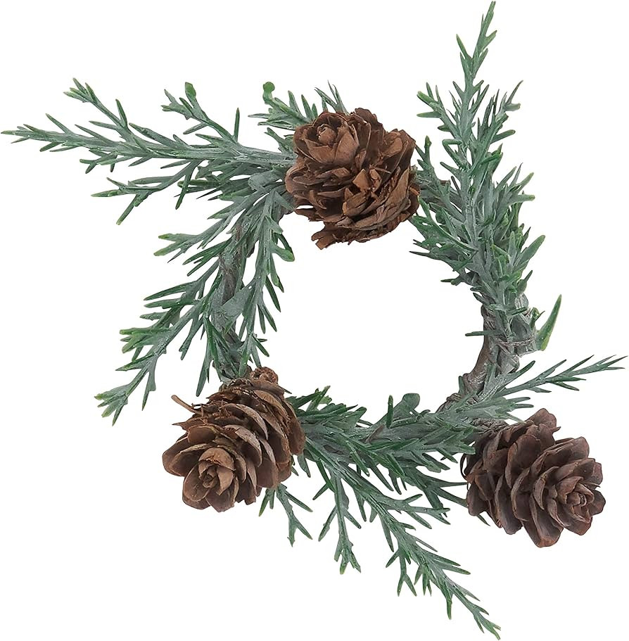 Green 70% Plastic, 20% Pinecone, 10% Wire Pine Cone Special Occasion Holiday Dinner Napkin Ring (... | Amazon (US)