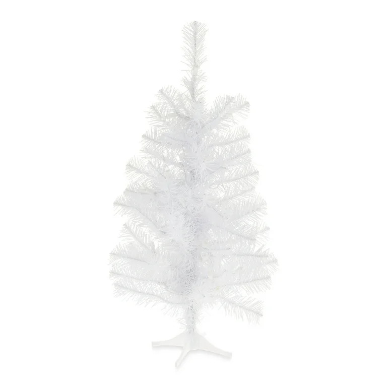 24 in Pre-Lit Noble White Spruce Artificial Christmas Tree with 35 Clear LED Lights and Stand, by... | Walmart (US)