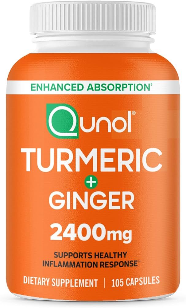 Qunol Turmeric Curcumin with Black Pepper & Ginger, 2400mg Turmeric Extract with 95% Curcuminoids... | Amazon (US)