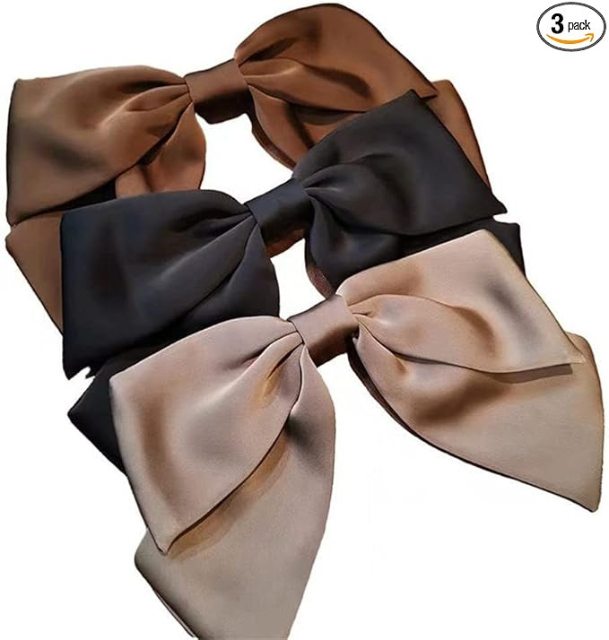 Large Hair Bows Hair Barrettes Silky Satin Ribbon French Bowknot Hair Clips For Thick And Fine Ha... | Amazon (UK)